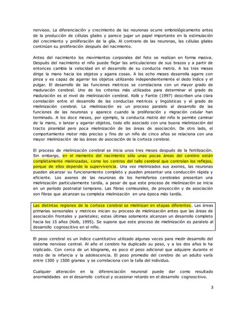 Maduración Cerebral Y Desarrollo Cognoscitivo Pdf