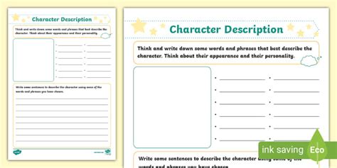 Character Description Writing Template Lehrer Gemacht