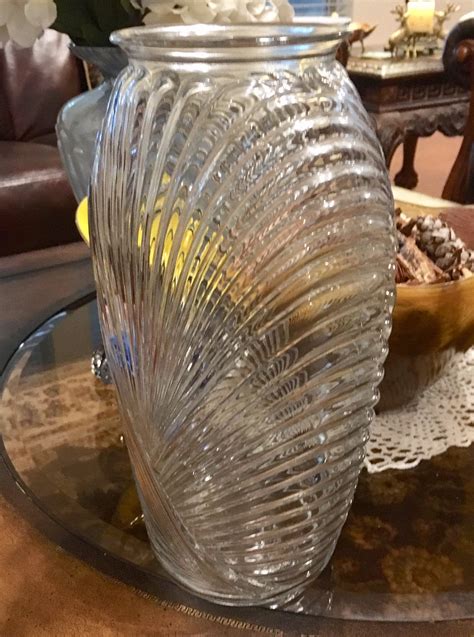 Glass Art Deco Vase With Ribbedpleated Drape Design 1930s Clear