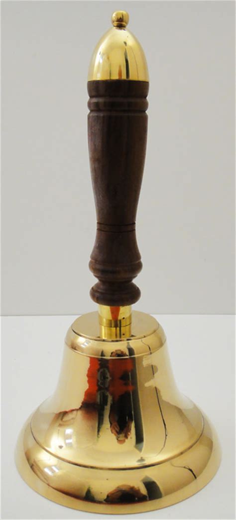 Extra Large Brass School Hand Bell With Wood Handle Ebay