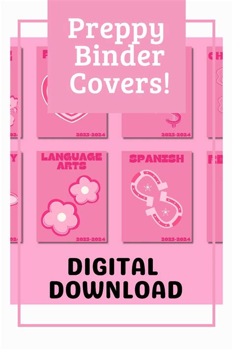 Preppy Binder Covers Editable Printable Aesthetic Binder Covers