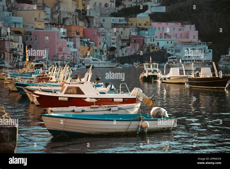 Beautiful Fishing Village Marina Corricella On Procida Island Bay Of