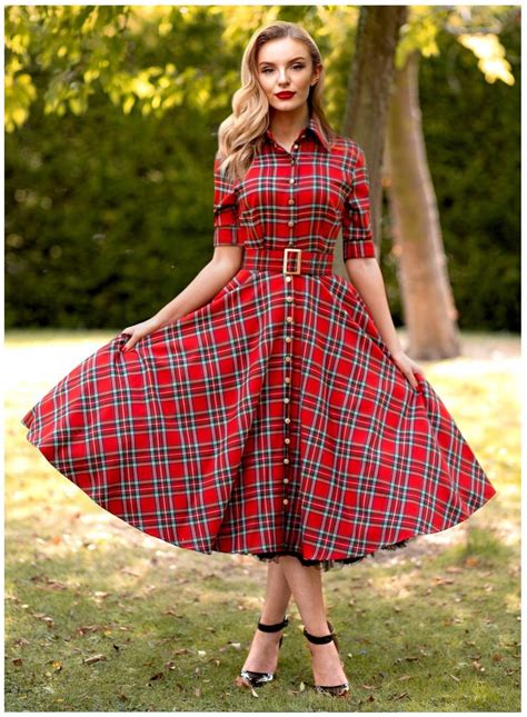 Way Out West Royal Stewart Tartan 50s Style Swing Dress Circle