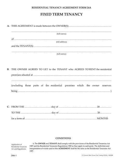 Residential Tenancy Agreement Form A Fill Out Sign Online Dochub