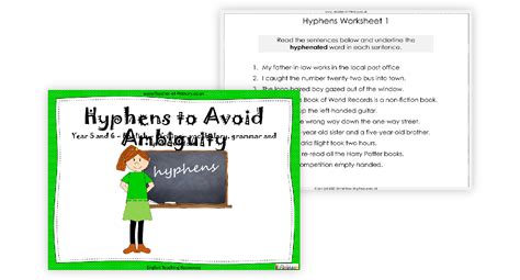 Hyphens To Avoid Ambiguity Worksheet English Year 5