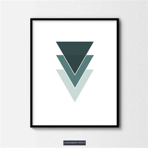 Green Triangles Geometric Print, Scandinavian Nordic, Sage Forest Mint ...