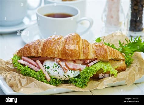 delicious breakfast, ham sandwich Stock Photo - Alamy