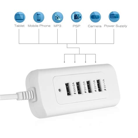 Poweradd 4 Port Usb Wall Charger Fast Charging Station For Multiple