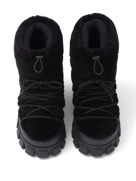 Prada Shearling Après Ski Boots Black FARFETCH