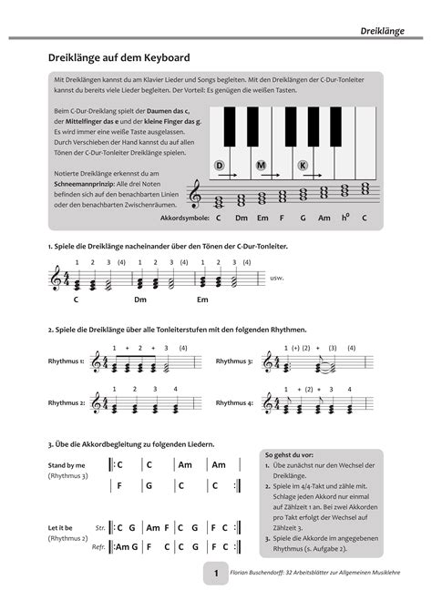 Arbeitsbl Tter Rund Um Dreikl Nge Unterrichtsmaterial Im Fach Musik