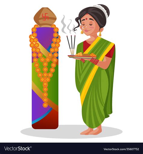 Indian Marathi Woman Cartoon Royalty Free Vector Image