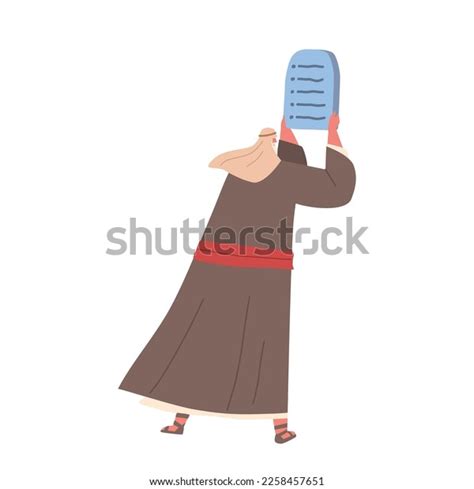 Moses Character Holds Stone Tablets Ten Stock Vector (Royalty Free ...