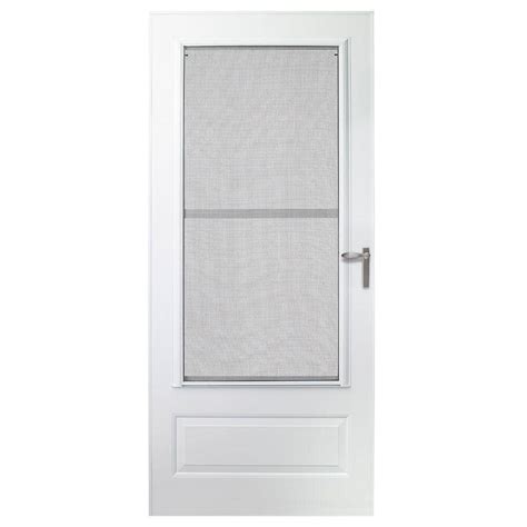 Emco 30 In X 80 In 300 Series White Universal Triple Track Aluminum Storm Door With Nickel