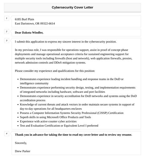 Cybersecurity Cover Letter Velvet Jobs