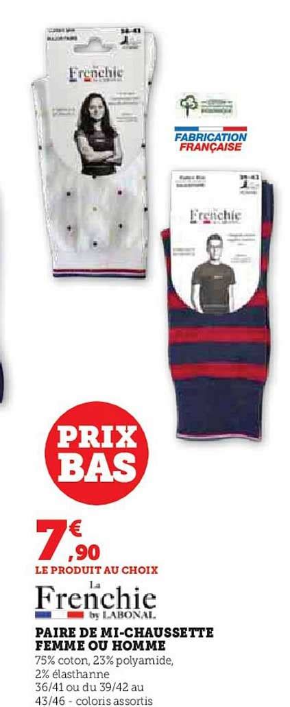 Promo Paire De Mi Chaussette Femme Ou Homme La Frenchie Chez Hyper U