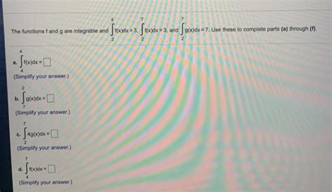 Solved The Functions F And G Are Integrable And Use These Chegg