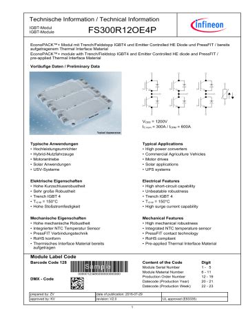 Infineon Fs R Oe P Igbt Module Data Sheet Manualzz