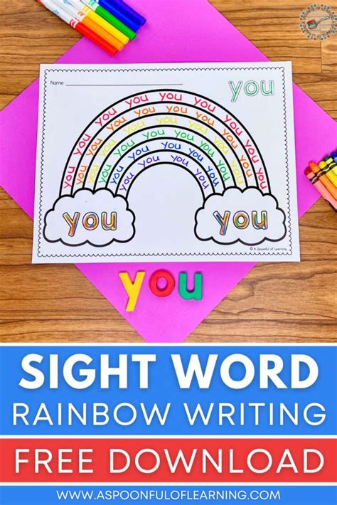 Sight Word Rainbow Writing Free Template Worksheets Library