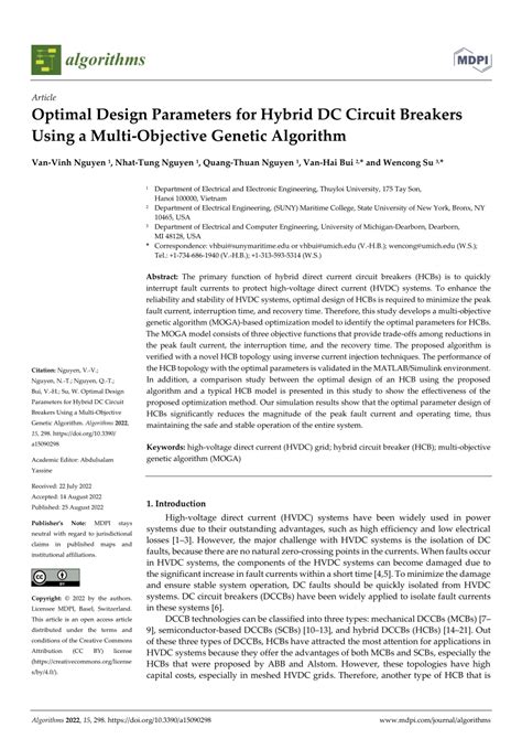 Pdf Optimal Design Parameters For Hybrid Dc Circuit Breakers Using A