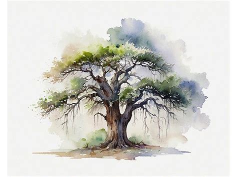 1 An Oak Tree Watercolor Painting Designs And Graphics