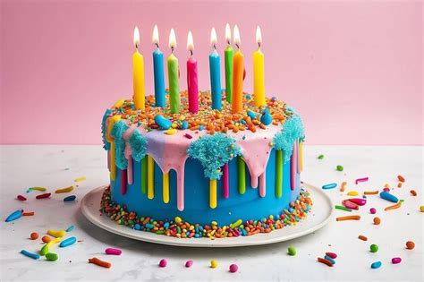 Premium Photo Celebration Birthday Cake With Colorful Sprinkles And