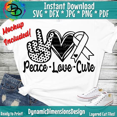 Cancer Support Svg Cricut Png Peace Love Cure Svg Eps Silhouette Cameo