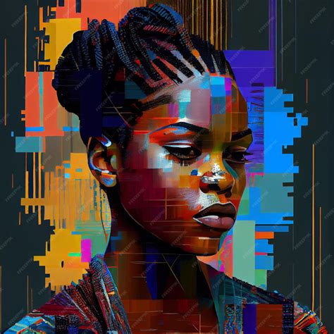 Premium Photo Abstract Portrait Of African American Woman With Glitch