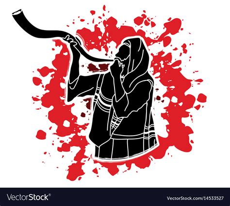 Jew Blowing The Shofar Kudu Big Horn Royalty Free Vector