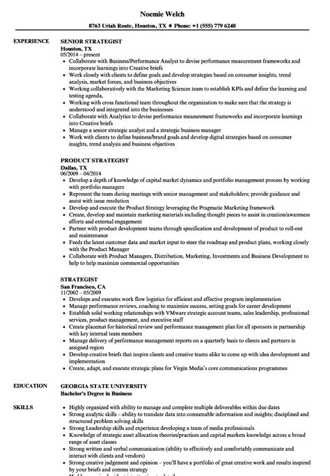 Strategist Resume Samples Velvet Jobs