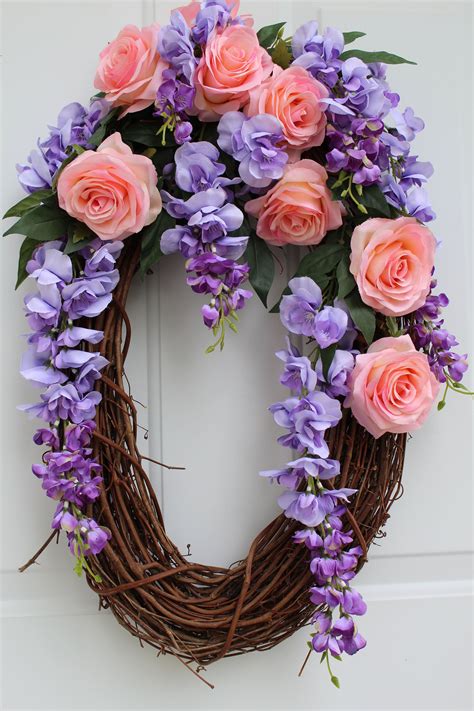 Silk Flower Wreath One Of A Kind Wreath Front Door Wreath Grapevine