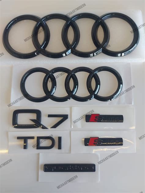 Audi Q7 Set Emblem Glossy Black Gloss Black New In Foil Badges