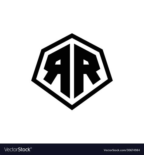 Rr Monogram Logo With Hexagon Shape And Line Vector Image