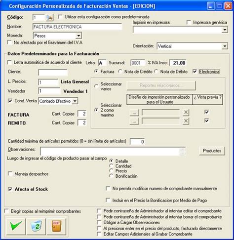 Desde Herramientas Factura Electronica Config