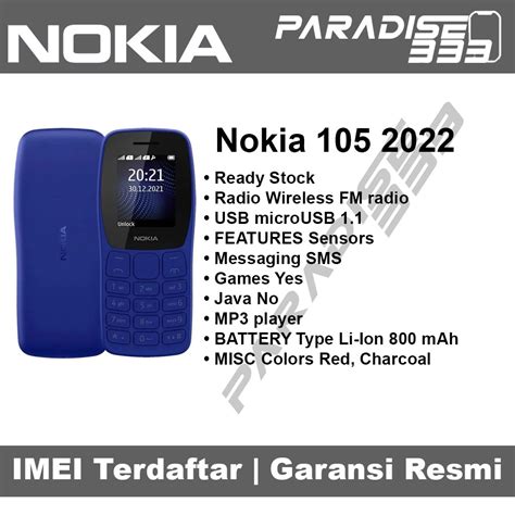 Jual Nokia 105 2022 Garansi Resmi Shopee Indonesia