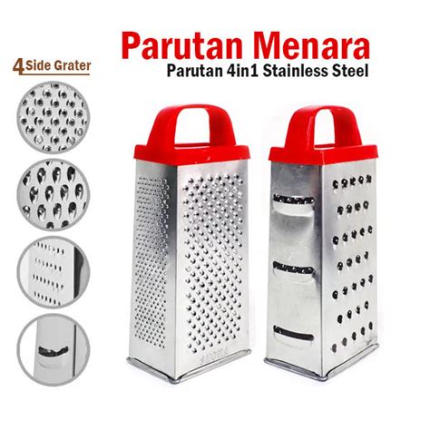 Parutan Menara 4in1 Stainless Parutan Serbaguna Dengan 4 Sisi Grater