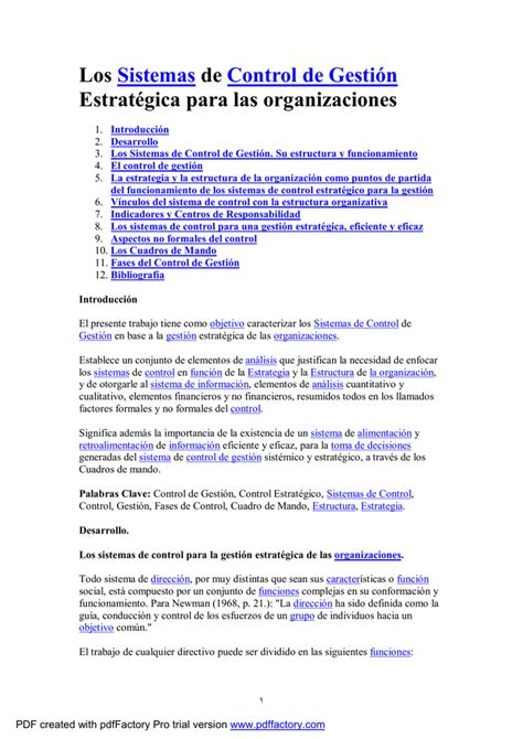 Los Sistemas de Control de Gesti n Estratégica para las