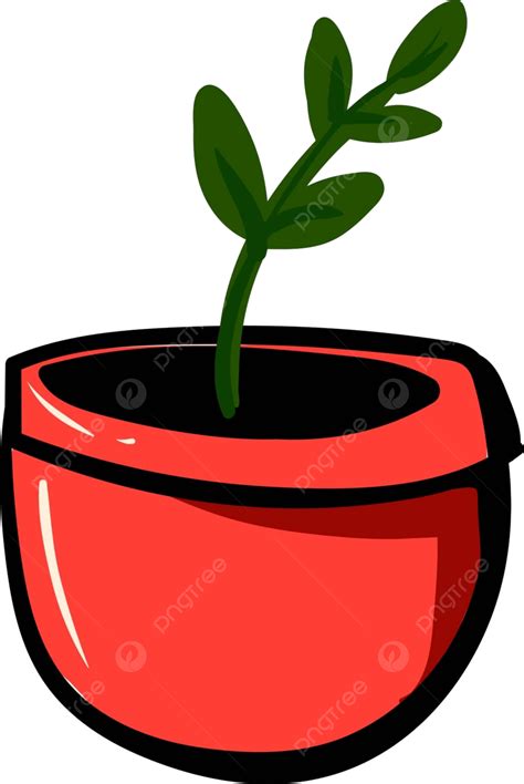 Illustration Of A Plant In A Red Pot On A White Background In Vector