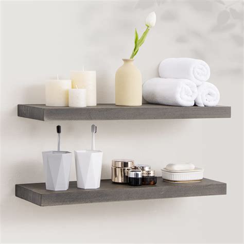 Axeman Floating Shelves Inch Deep Rustic Solid Elm Wood Wall Shelves