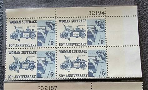 Scott Us Plate Block Of Woman Suffrage Mnh