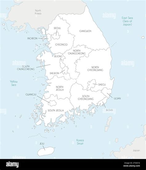 Vector Map Of South Korea With Provinces Metropolitan Cities And