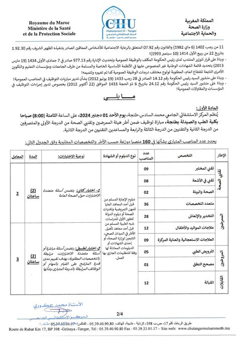 Liste Des Convoqu S Oral Concours Chu Mohammed Vi Tanger