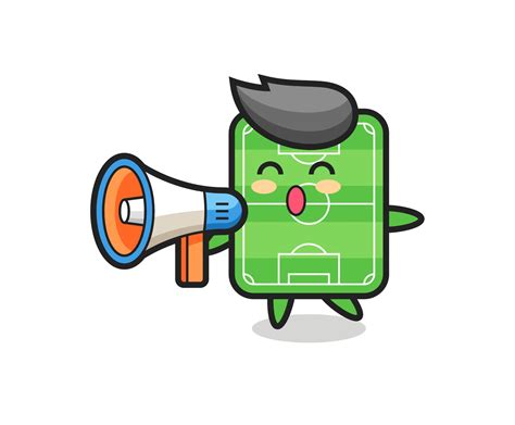 Football Field Character Illustration Holding A Megaphone