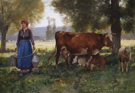 Paysanne et vaches à l ombres Julien Dupré