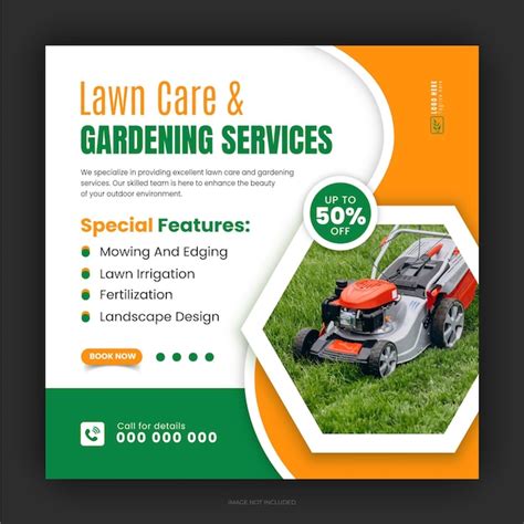 Premium Vector Modern Lawn Mower Garden Service For Social Media