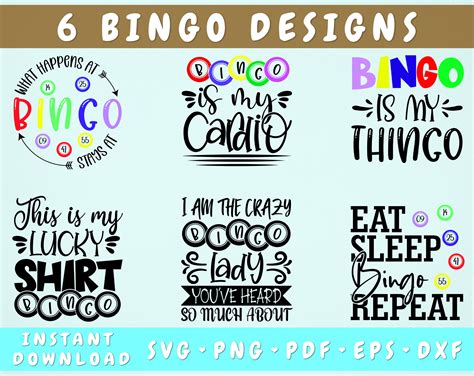 Bingo Svg Bundle Designs Bingo Quotes Svg Cut Files Bingo Etsy