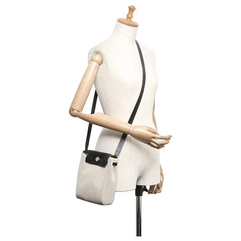 Herm S Sac Bandouli Re Hermes En Toile Blanche Herbag Tpm Cuir Veau