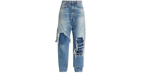 R13 Double Layered Cotton Jeans In Blue Lyst