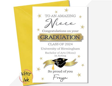 Personalised Niece Graduation Card Congratulations Niece Add The University Degree Name