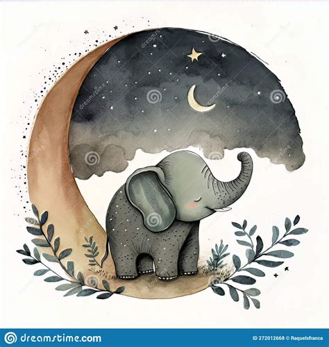 Illustration of an Elephant on the Moon Stock Illustration - Illustration of elephant, peaceful ...