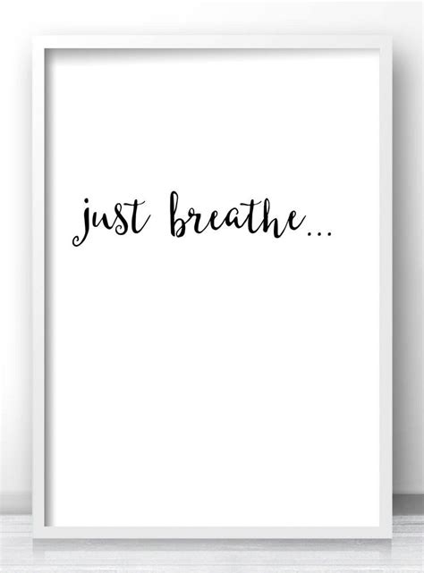 Minimalist Wall Art Just Breathe Inspirational Typography Wall Art